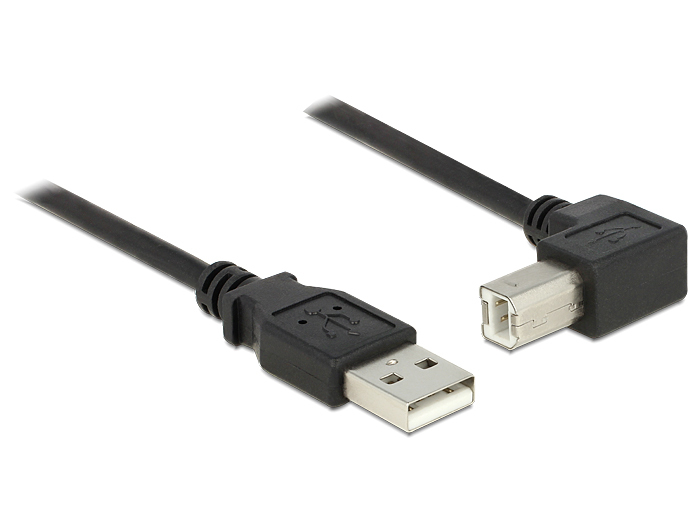 DELOCK USB Kabel A -> B 90° St/&shy;St 2.00m schwarz