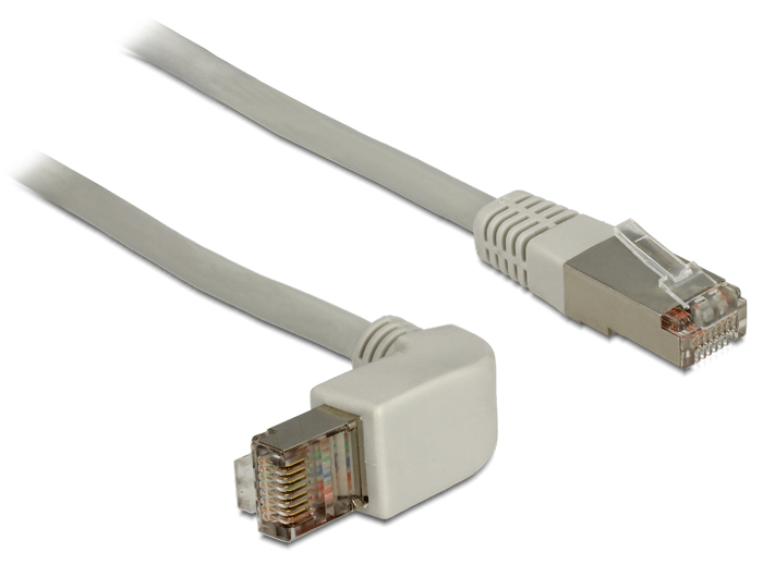 DELOCK Patchkabel gewinkelt RJ45 S/&shy;FTP Cat5e 1.00m grau