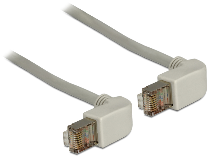 DELOCK Patchkabel gewinkelt RJ45 S/&shy;FTP Cat5e 0.50m grau