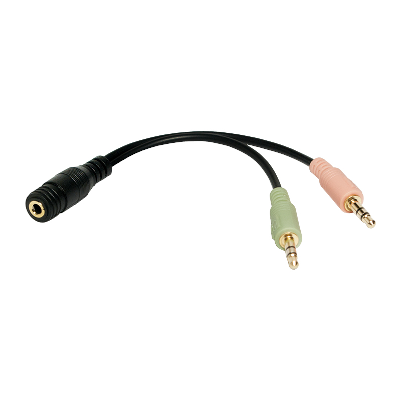 Logilink Audio-Kabel,2x3,5mm 3-Pin/&shy;M zu 3,5 mm 4-Pin/&shy;F,schw.