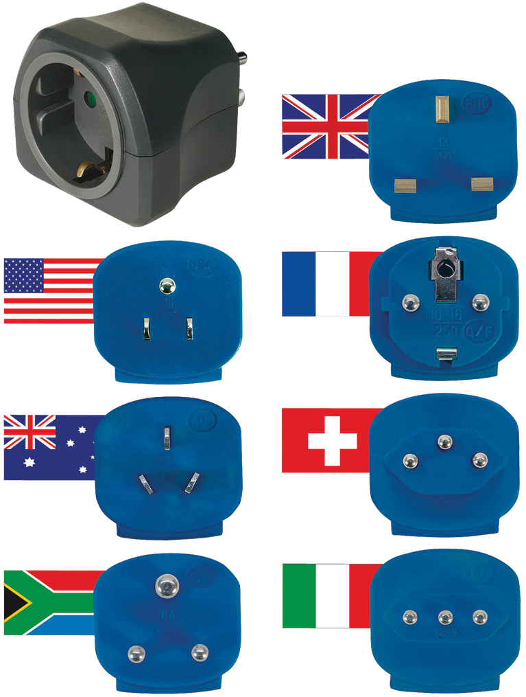 Brennenstuhl Adapter Reise-Set  7 Stecker 10 A Sicherung