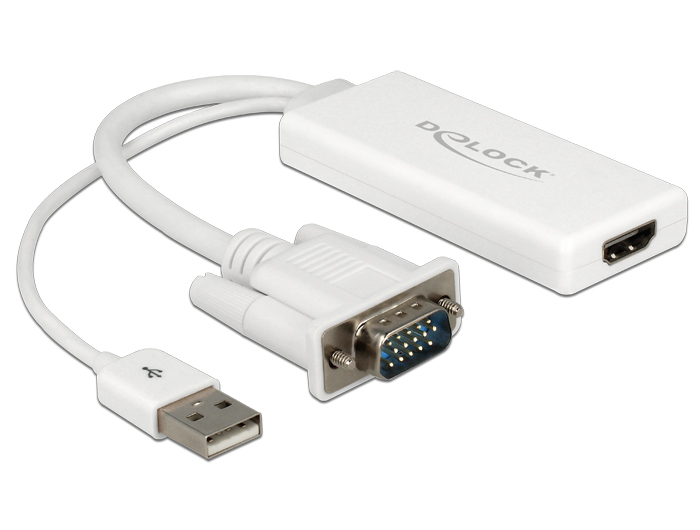 DELOCK VGA Adapter Sub15 + USB -> HDMI St/&shy;St/&shy;Bu