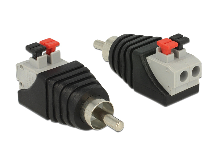 DELOCK Adapter Terminalblock 2Pin -> Cinch Stecker Drucktast