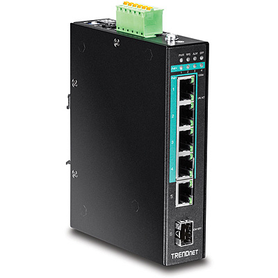 TRENDnet Industrial Switch 5-Port Gbit PoE+ DIN-Rail