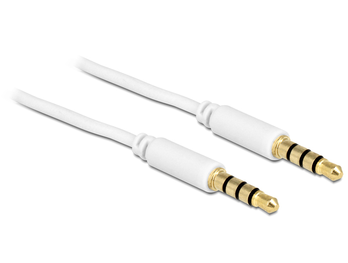 DELOCK Klinkekabel 3,5mm -> 3,5mm St/&shy;St 2.00m 4Pin weiß