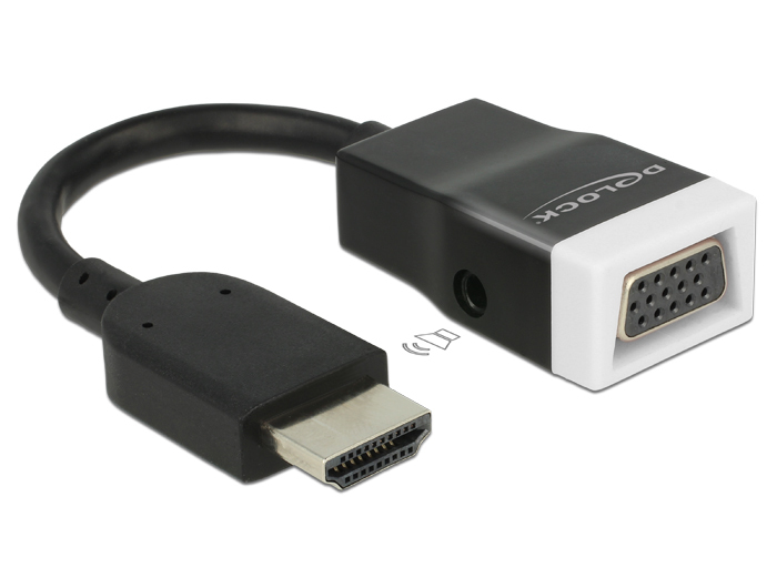 DELOCK HDMI Adapter A -> D-Sub15 St/&shy;Bu screwless +Audio +Kab