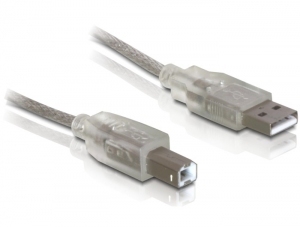 DELOCK USB Kabel A -> B St/&shy;St 0.50m transparent