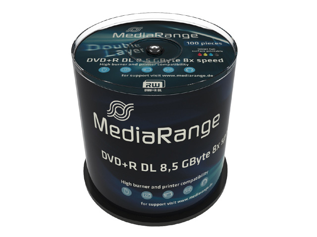 MediaRange DVD+R 8.5GB 100pcs 8x Double Layer voll bedruckba