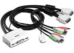 TRENDnet KVM Switch 2-Port DVI/&shy;USB/&shy;Audio mit Kabeln