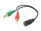 Equip Audiokabel Splitter 3.5mm->2x3.5mm Bu/St      grün/rot Polybeutel