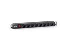Equip 19" Steckdosenleiste 8xSchuko+Switch->St.90° sw.  Pla.