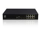 LevelOne PoE+Switch  8xGE PoE/2xSFP      180W 19" Managed L2