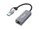 Equip Adapter USB-C->RJ45/USB-A Adapter St/Bu  0.15m    Alu.