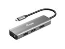 Equip Adapter USB-C->HDMI/DP/VGA/USB2.0  4K/ 60Hz 0.15m Alu.