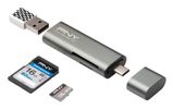 PNY R-TC-UA-3N1E01-RB geheugenkaartlezer USB 3.2 Gen 1 (3.1 Gen 1) Type-C Metallic
