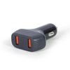Gembird TA-U2QC3-CAR-011 oplader voor mobiele apparatuur Smartphone Zwart Sigarettenaansteker Snel opladen Auto