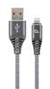 gembird Baumwoll USB-Ladekabel 8 Pin, 1m, grau/weiß