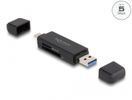 DeLOCK 91004 geheugenkaartlezer USB 3.2 Gen 1 (3.1 Gen 1) Type-A/Type-C Zwart