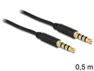 DELOCK Klinkekabel 3,5mm -> 3,5mm St/St 0.50m 4Pin schwar