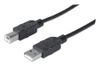 Manhattan USB-A naar USB-B kabel, 1,8 m, mannelijk naar mannelijk, 480 Mbps (USB 2.0), zwart, levenslange garantie, equivalent aan USB2HAB2M (20 cm korter)