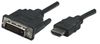 Manhattan HDMI-naar-DVI-D 24+1 kabel, 1 m, mannelijk naar mannelijk, dual link, compatibel met DVI-D, zwart, levenslange garantie, equivalent aan HDDVIMM1M