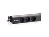 Equip 10" Steckdosenleiste 3xSchuko->St.90° sw.         Alu.