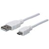 Manhattan 323987 USB-kabel USB 2.0 1 m USB A Micro-USB B Wit