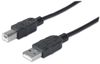 Manhattan USB-A naar USB-B kabel, 3 m, mannelijk naar mannelijk, 480 Mbps (USB 2.0), zwart, levenslange garantie, equivalent aan USB2HAB3M