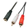 Lindy 35677 audio kabel 0,25 m 2 x RCA 3.5mm Zwart, Rood, Wit