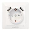 Logilink Unterputz-Steckdose, 1x CEE 7/3, 2x USB-A