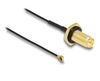 DeLOCK 88383 coax-kabel 0,35 m RP-SMA I-PEX MHF1 Zwart, Goud