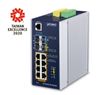 PLANET IP30 DIN-rail Industrial L3 8P Managed Gigabit Ethernet (10/100/1000) Aluminium, Blauw