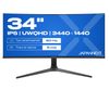 JAPANNEXT JN-IPS340UWQHD60C-C65W-HS computer monitor 86,4 cm (34") 3440 x 1440 Pixels UltraWide Quad HD LCD Zwart, Zilver