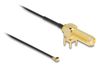DeLOCK Antenna Cable SMA 90° PCB jack bulkhead coax-kabel 0,15 m I-PEX MHF1 Zwart, Goud