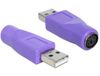 DeLOCK 65461 tussenstuk voor kabels USB-A PS/2 Violet