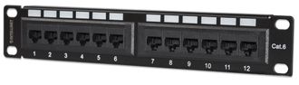 INTELLINET 10" Patchpanel 1HE 12-Port Cat6 UTP schwarz