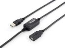 Equip Kabel USB-A2.0->A Akt. Erweiter.  St/Bu 10.00m schwarz