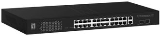 LevelOne PoE Switch 24xGE PoE/2xSFP 375W 19" WebSmart manag.