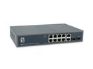 LevelOne PoE+Switch 8xGE PoE/2xGE/2xSFP 150W 19"unman.Metall