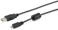 Equip Kabel USB-A2.0->Micro-B Ferrit    St/St  1.80m schwarz Polybeutel