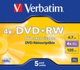 DVD+RW Verbatim 4,7GB  5pcs Pack 4x JewelCase silver retail