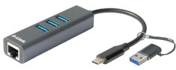 D-Link DUB-2332  USB-C nach 1000MBit Adapter mit USB-Hub retail