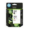HP 302 originele zwarte/drie-kleuren inktcartridges, 2-pack
