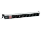 Equip 19" Steckdosenleiste CEE7/7 90°->8xSchuko+Switch  Alu.