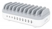 MANHATTAN 10-Port USB-Ladestation 120W weiß/grau