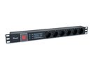 Equip 19" Steckdosenleiste CEE7/7 90°->6xSchuko+ÜSS/NF  Alu.