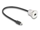 DELOCK USB2.0 Mini-B Einbaubuchse mit Kabelp. St. Alu. 30cm
