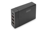 DIGITUS Ladegerät 72W  4 Port 3x USB-A 1x USB-C schwarz