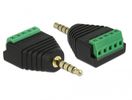 DELOCK Adapter Klinkenstecker 3,5 mm zu Terminalblock 5 Pin