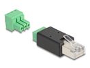 DeLOCK 66607 tussenstuk voor kabels RJ45 3 pin terminal block Zwart, Groen